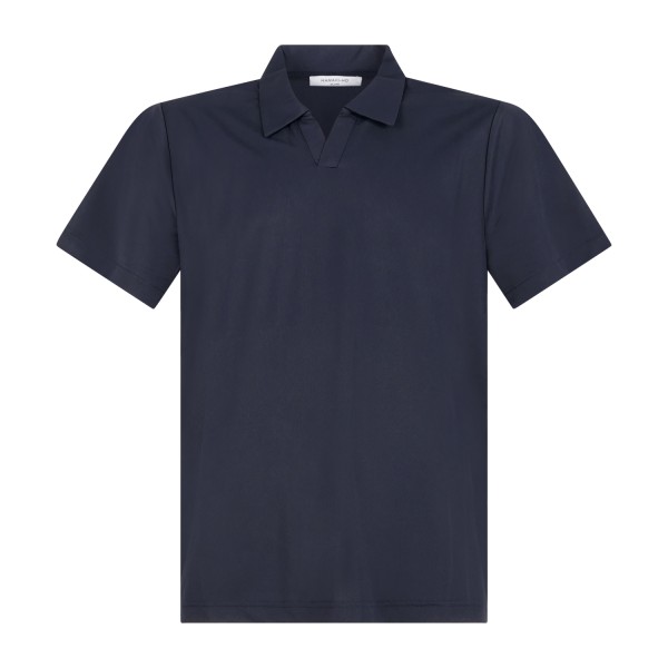Hamaki-Ho - Polo blu senza bottoni manica corta in tessuto tecnico per uomo |