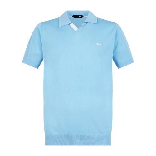 Harmont & Blaine - Polo celeste manica corta senza bottoni maglia di cotone