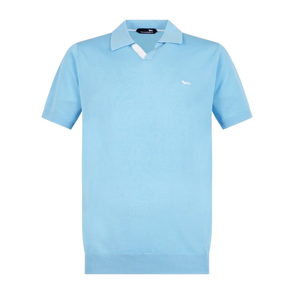 Harmont & Blaine - Polo celeste manica corta senza bottoni maglia di cotone