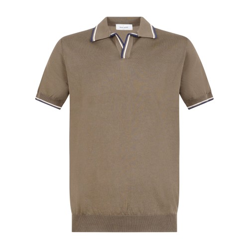 Gran Sasso - Polo marrone con bordino in maglia di cotone Fresh Cotton per uomo