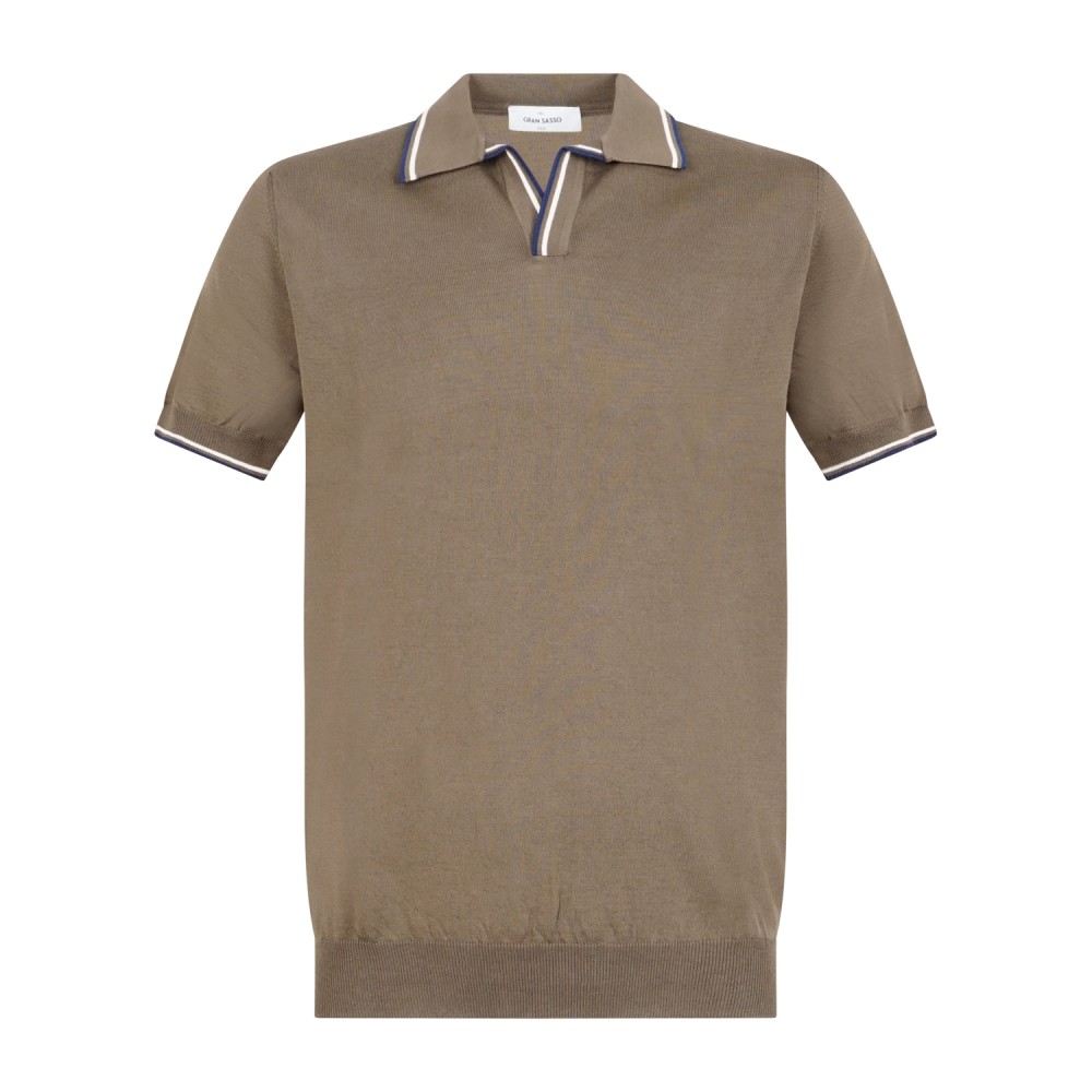 Gran Sasso - Polo marrone con bordino in maglia di cotone Fresh Cotton per uomo