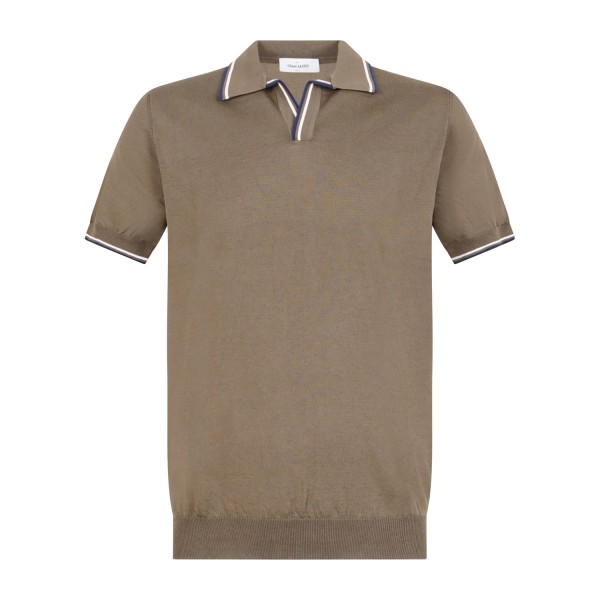 Gran Sasso - Polo marrone con bordino in maglia di cotone Fresh Cotton per uomo