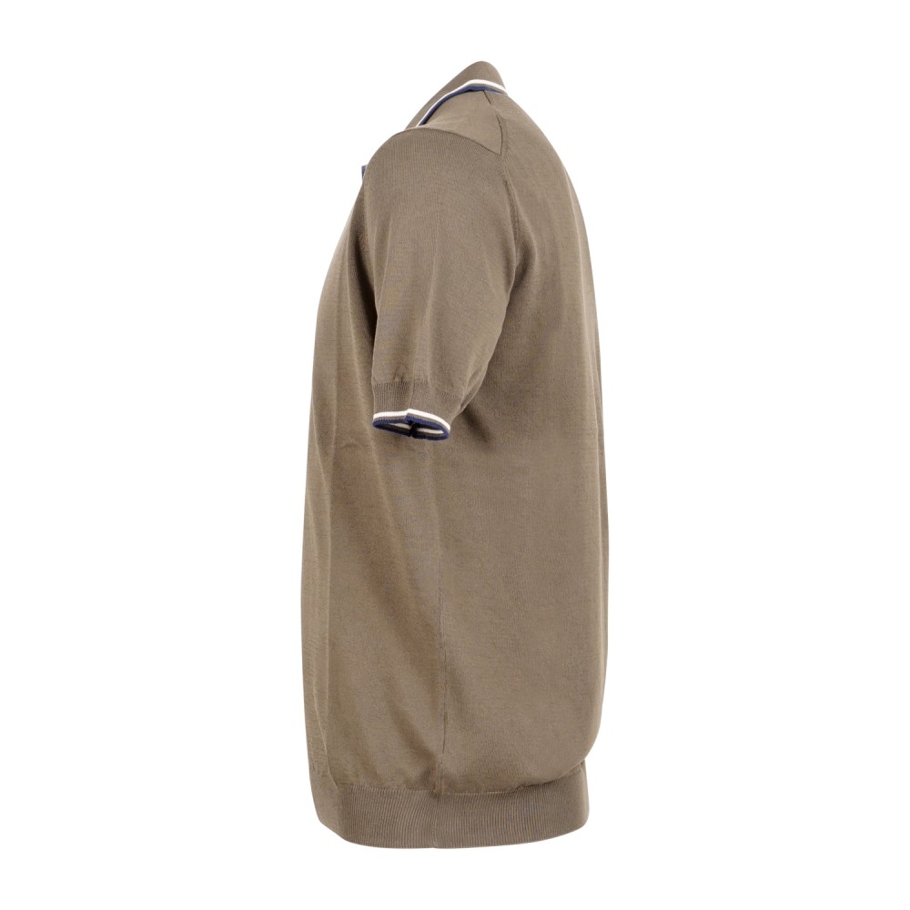 Gran Sasso - Polo marrone con bordino in maglia di cotone Fresh Cotton per uomo