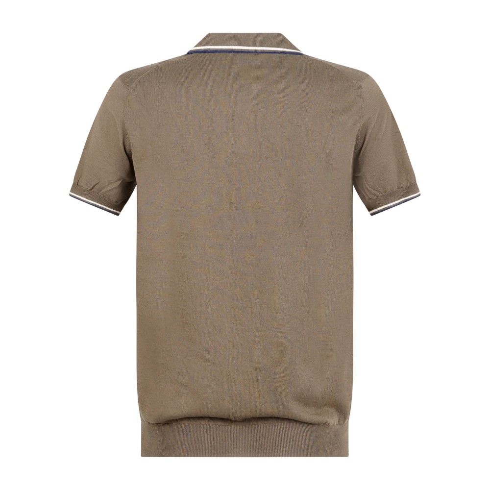 Gran Sasso - Polo marrone con bordino in maglia di cotone Fresh Cotton per uomo