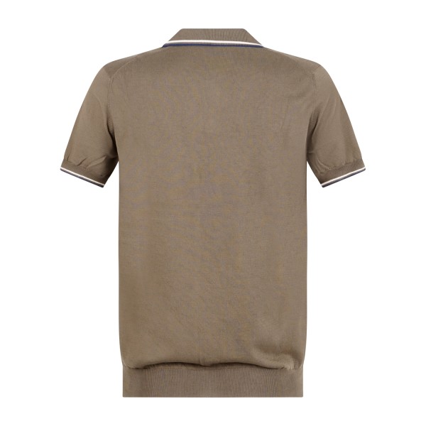 Gran Sasso - Polo marrone con bordino in maglia di cotone Fresh Cotton per uomo