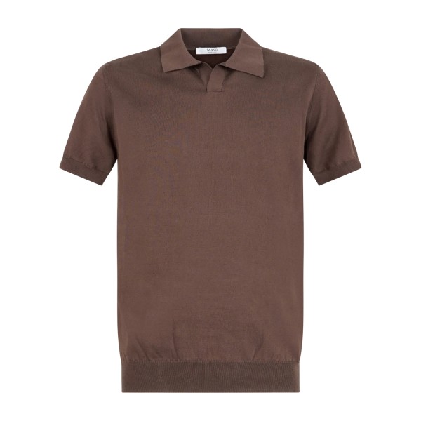 MASQ - Polo marrone senza bottoni manica corta in maglia di cotone per uomo |