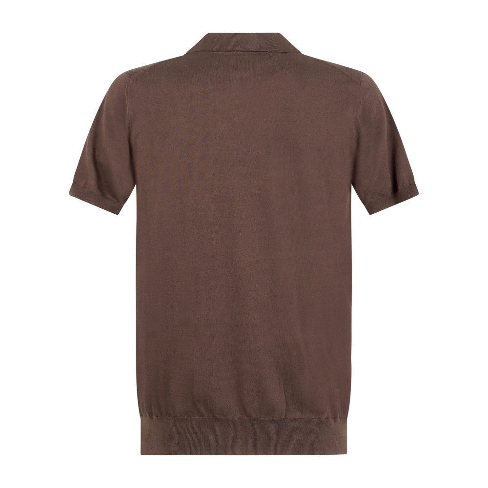 MASQ - Polo marrone senza bottoni manica corta in maglia di cotone per uomo |