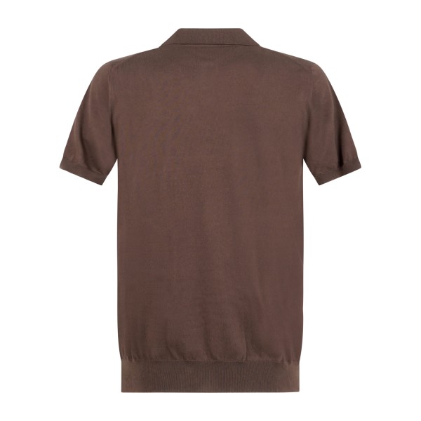 MASQ - Polo marrone senza bottoni manica corta in maglia di cotone per uomo |