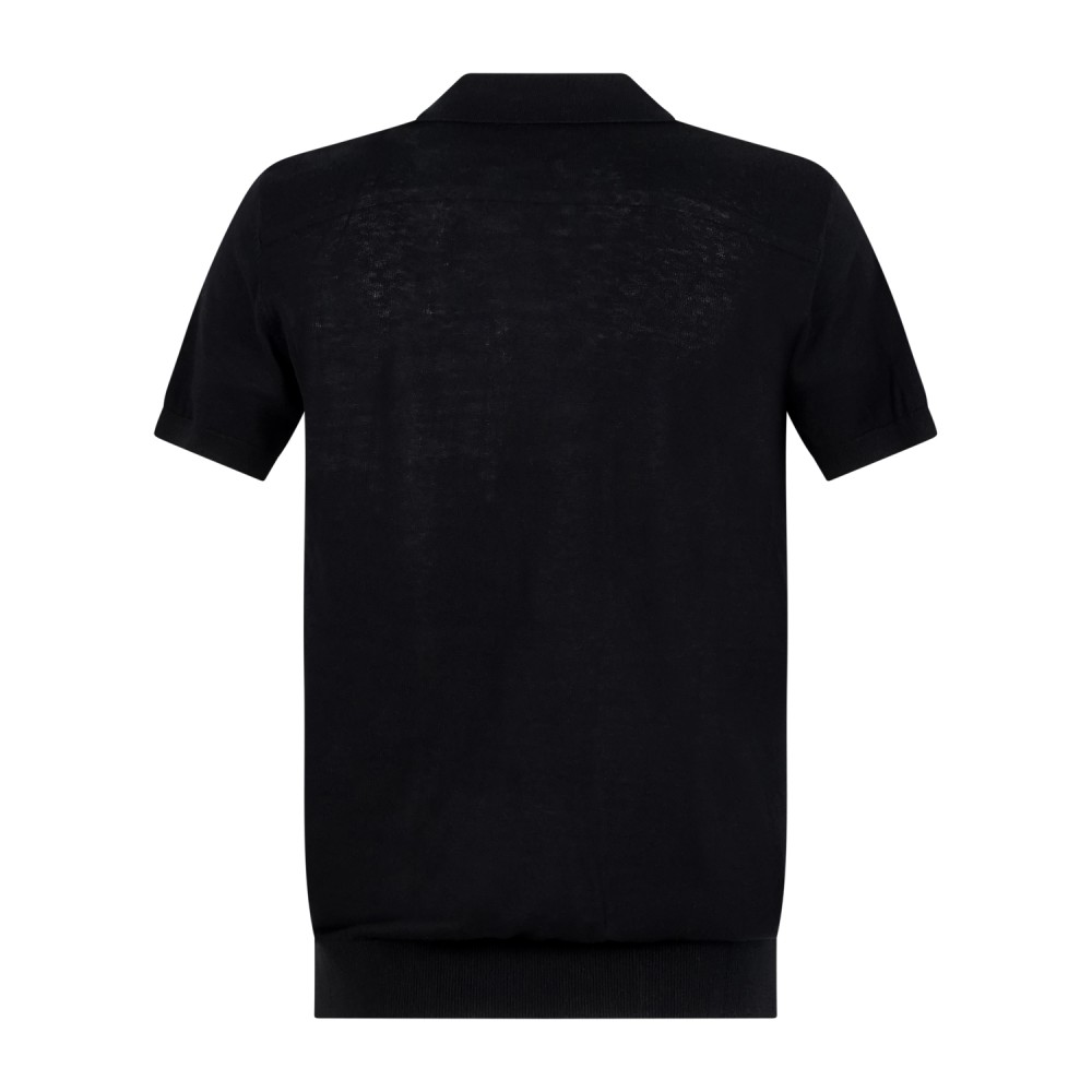 Hamaki-Ho - Polo nero senza bottoni manica corta in maglia di cotone per uomo |