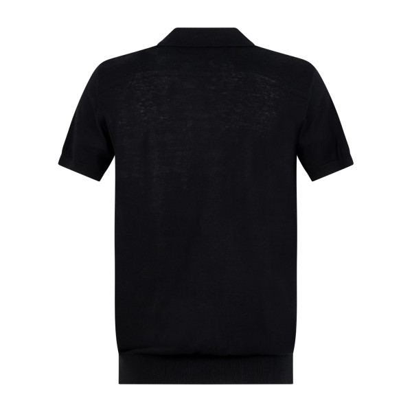 Hamaki-Ho - Polo nero senza bottoni manica corta in maglia di cotone per uomo |