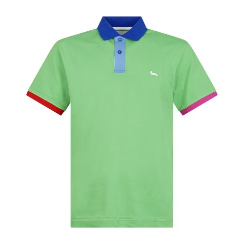 Harmont & Blaine - Polo verde con dettagli a contrasto e ricamo logo per uomo |