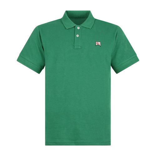 Roy Roger's - Polo verde manica corta in cotone con patch logo per uomo |