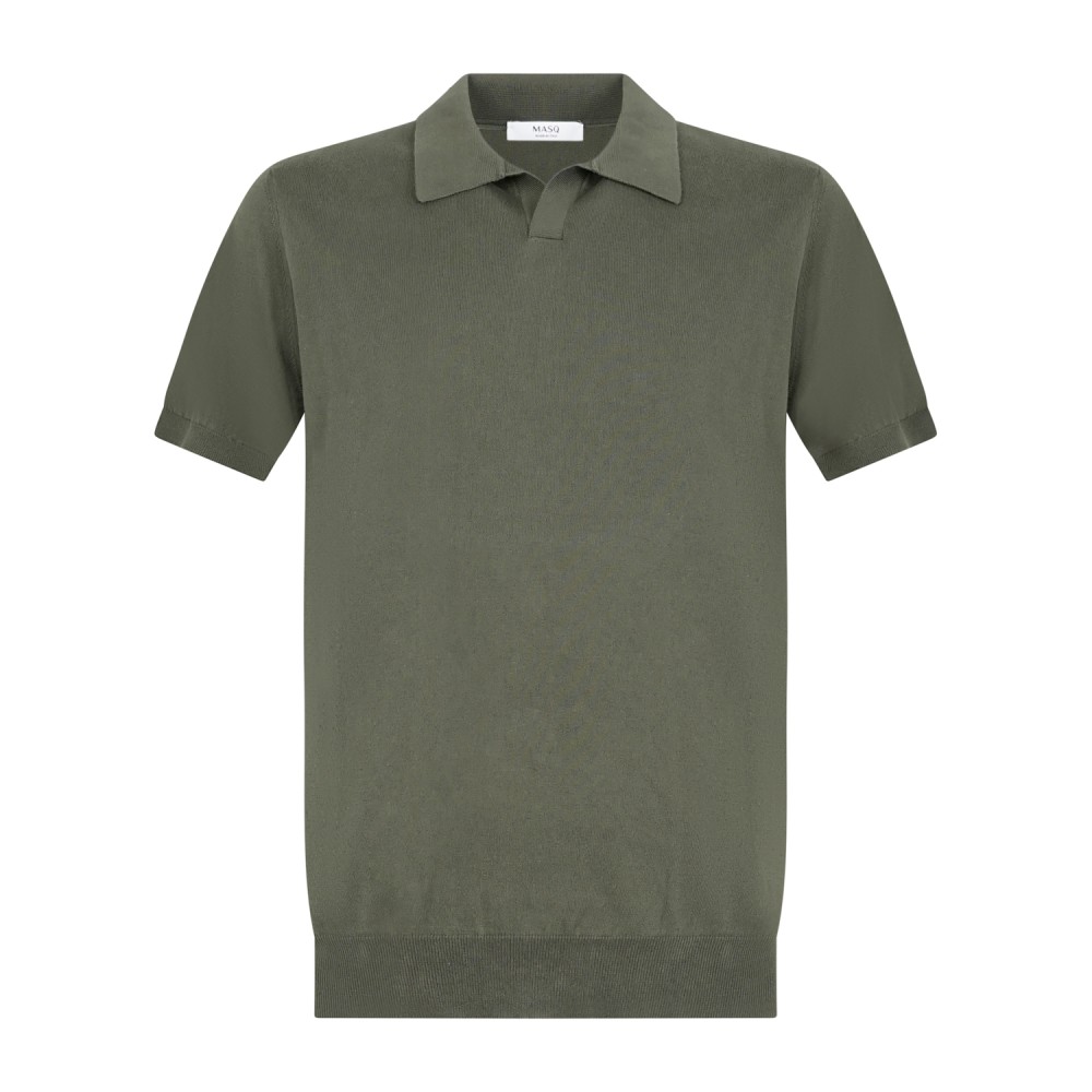 MASQ - Polo verde senza bottoni manica corta in maglia di cotone per uomo |