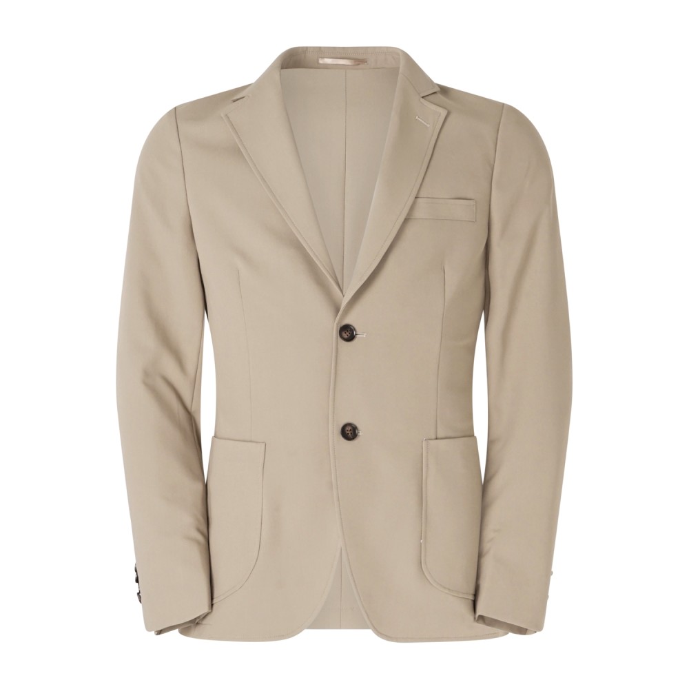 Hamaki-Ho - Giacca beige in viscosa con tasche frontali a toppa per uomo |