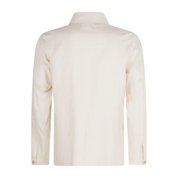 Barbati - Giacca overshirt beige in lino con taschino sul petto per uomo |