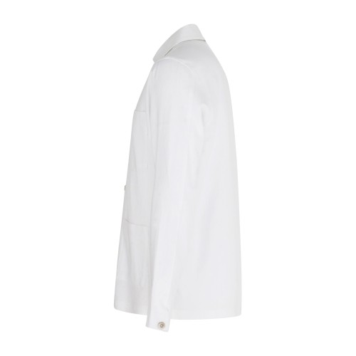 Barbati - Giacca overshirt bianca in lino con taschino sul petto per uomo | 2