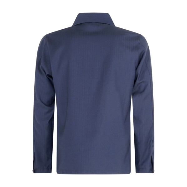 Barbati - Giacca overshirt blu effetto righe tono su tono e taschino sul petto