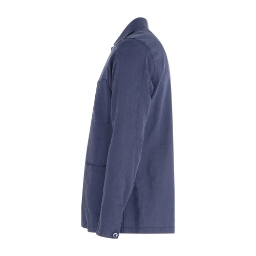 Barbati - Giacca overshirt blu in lino con taschino sul petto per uomo | 2
