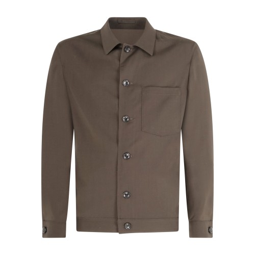 L.B.M. 1911 - Giacca overshirt marrone monopetto con taschino in frescolana per
