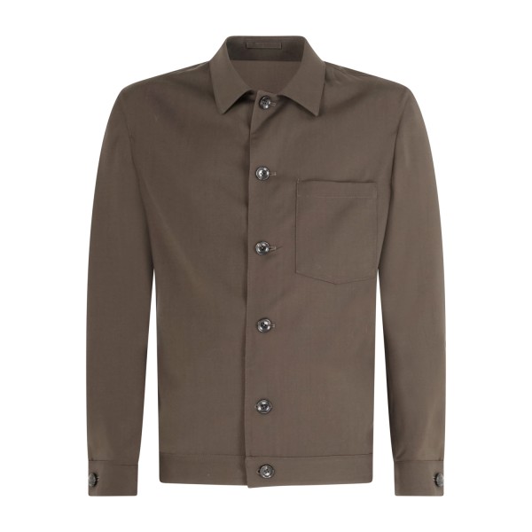 L.B.M. 1911 - Giacca overshirt marrone monopetto con taschino in frescolana per