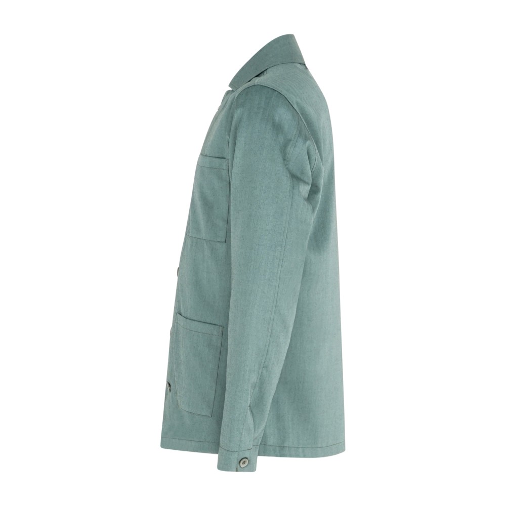 Barbati - Giacca overshirt verde effetto righe tono su tono e taschino sul