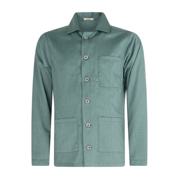 Barbati - Giacca overshirt verde effetto righe tono su tono e taschino sul
