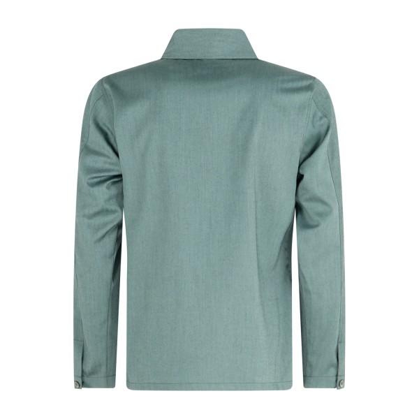 Barbati - Giacca overshirt verde effetto righe tono su tono e taschino sul