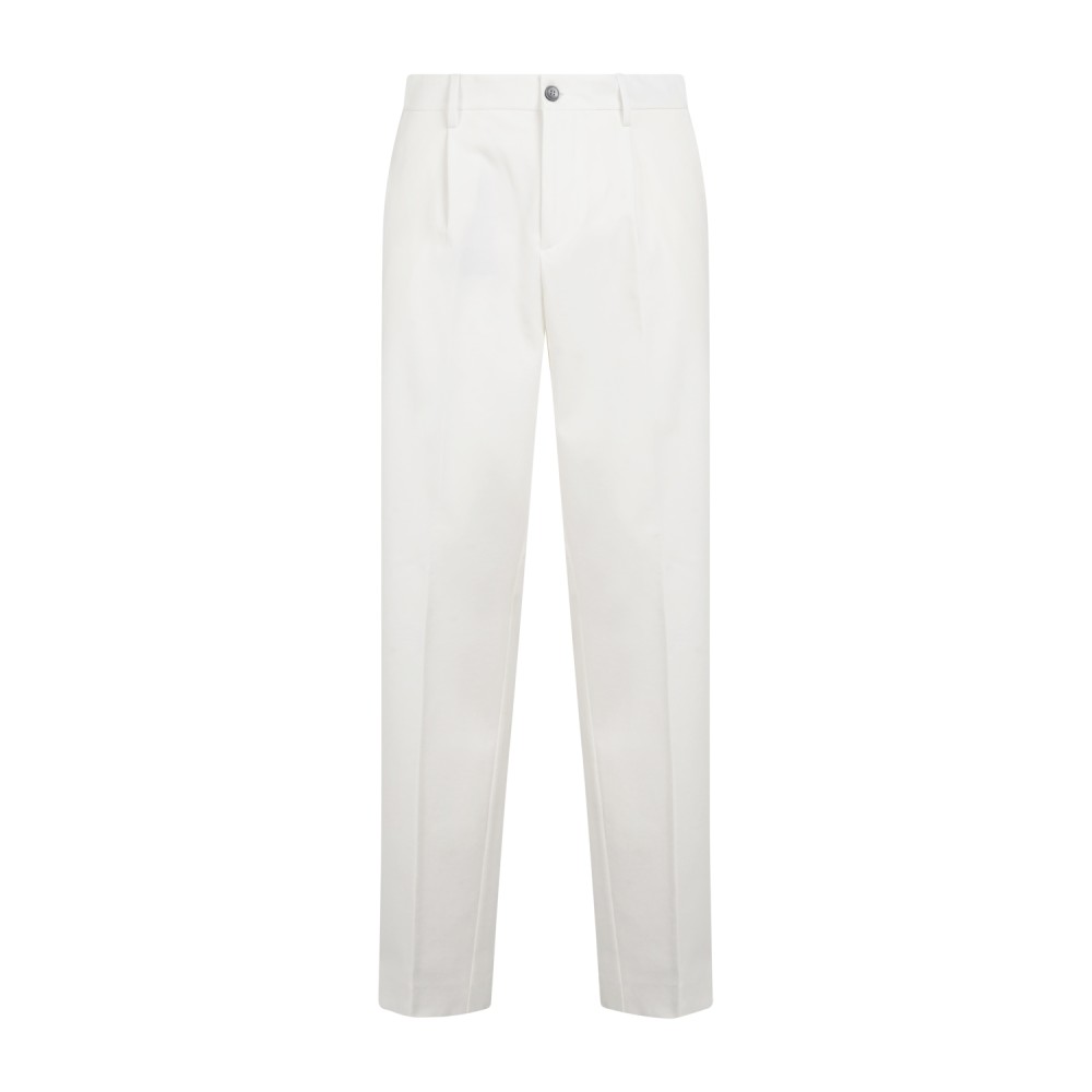 Daniele Alessandrini - Pantalone bianco in jersey di cotone con pence relaxed