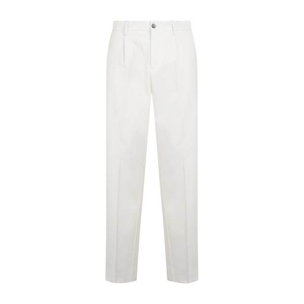 Daniele Alessandrini - Pantalone bianco in jersey di cotone con pence relaxed