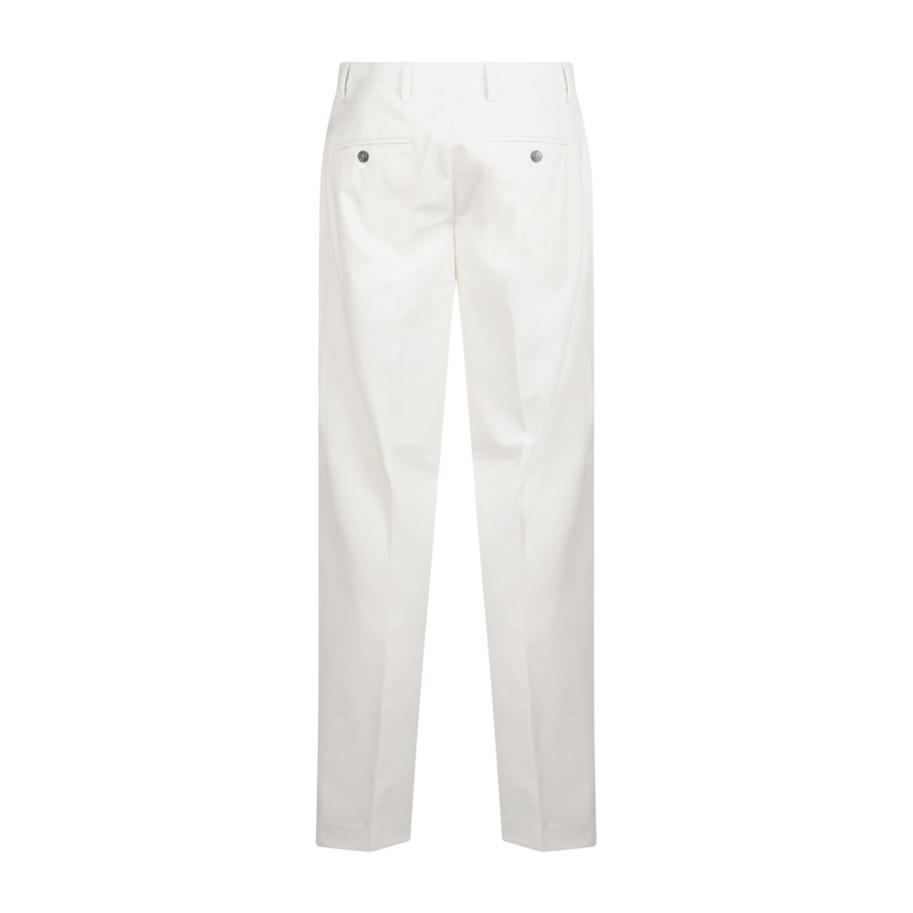 Daniele Alessandrini - Pantalone bianco in jersey di cotone con pence relaxed
