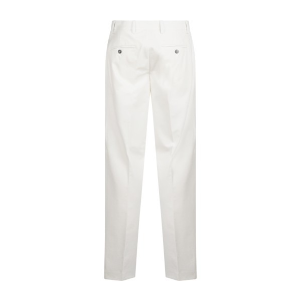 Daniele Alessandrini - Pantalone bianco in jersey di cotone con pence relaxed