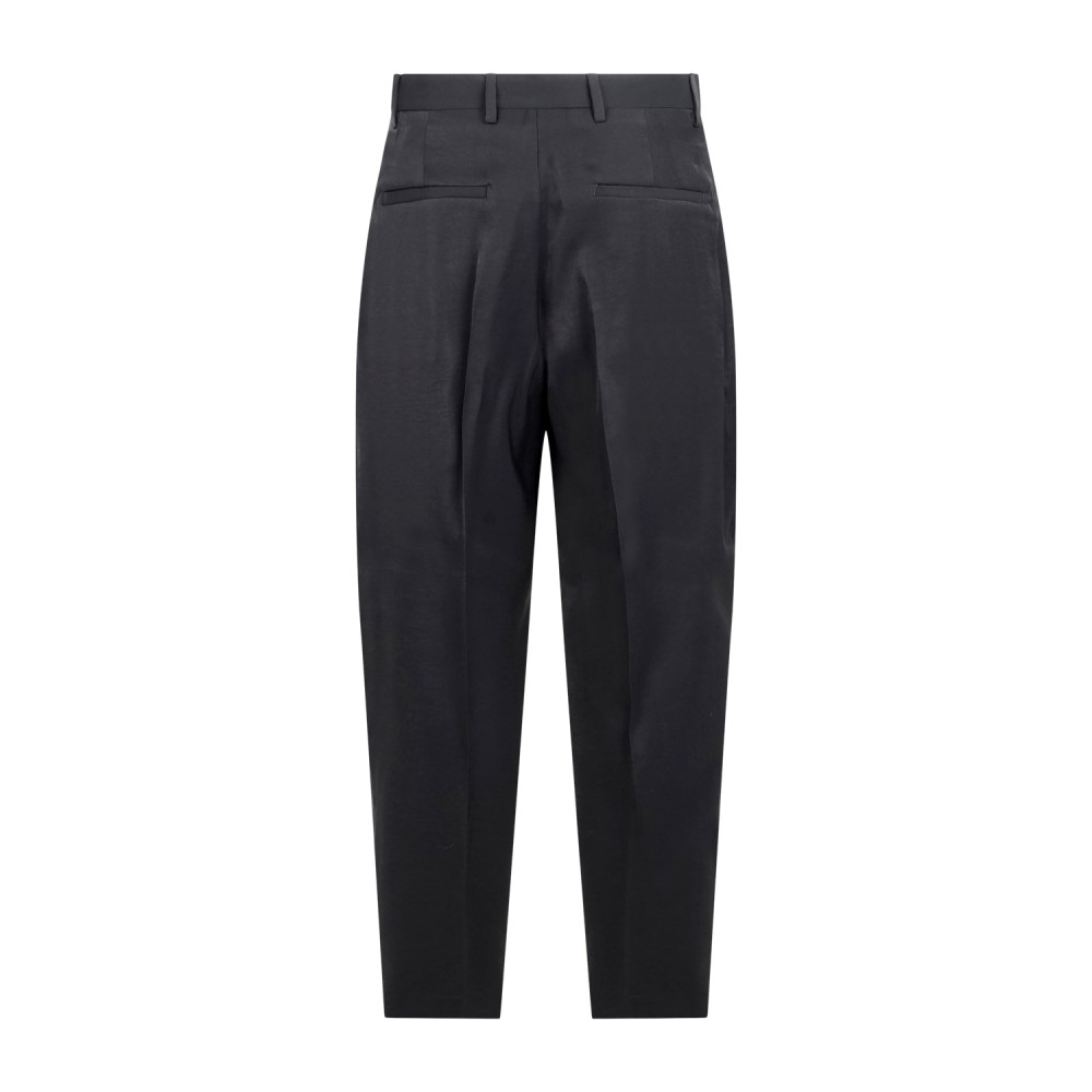 Daniele Alessandrini - Pantalone nero in viscosa con doppia pence carrot fit