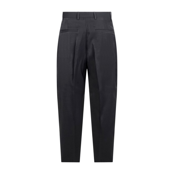 Daniele Alessandrini - Pantalone nero in viscosa con doppia pence carrot fit