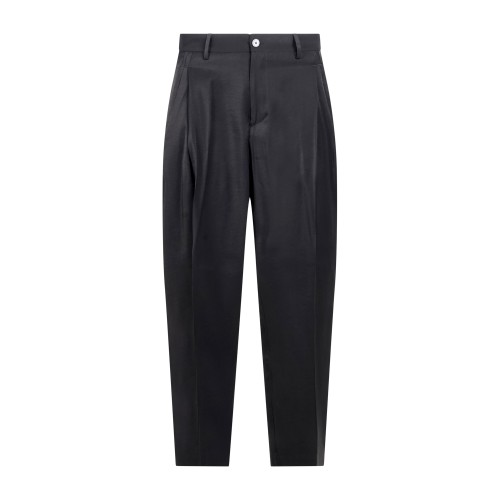 Daniele Alessandrini - Pantalone nero in viscosa con doppia pence carrot fit