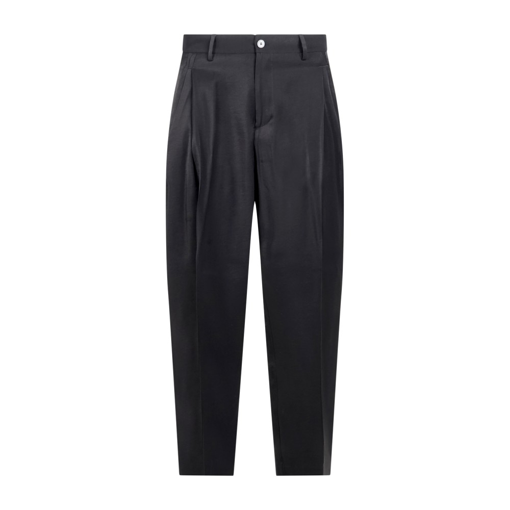 Daniele Alessandrini - Pantalone nero in viscosa con doppia pence carrot fit