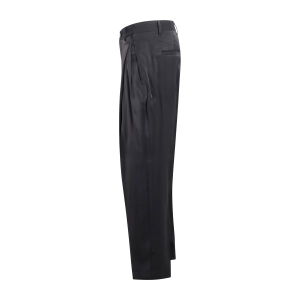 Daniele Alessandrini - Pantalone nero in viscosa con doppia pence carrot fit