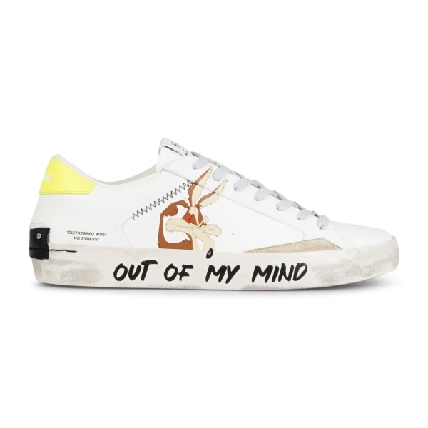 Crime London - Sneakers bianca in pelle Distressed Wille E.Coyote per uomo |