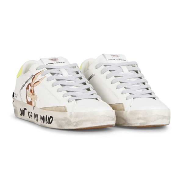 Crime London - Sneakers bianca in pelle Distressed Wille E.Coyote per uomo |