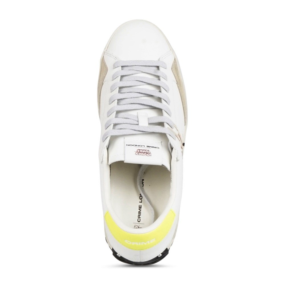 Crime London - Sneakers bianca in pelle Distressed Wille E.Coyote per uomo |