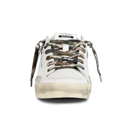 Crime London - Sneakers bianca in pelle SK8 Deluxe con dettagli in suede e 2