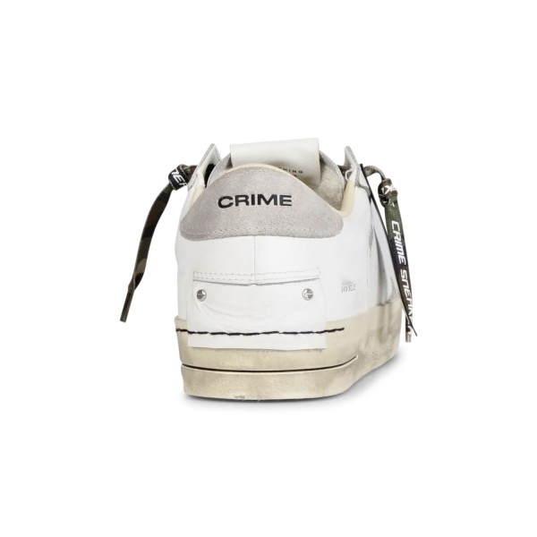 Crime London - Sneakers bianca in pelle SK8 Deluxe con dettagli in suede e