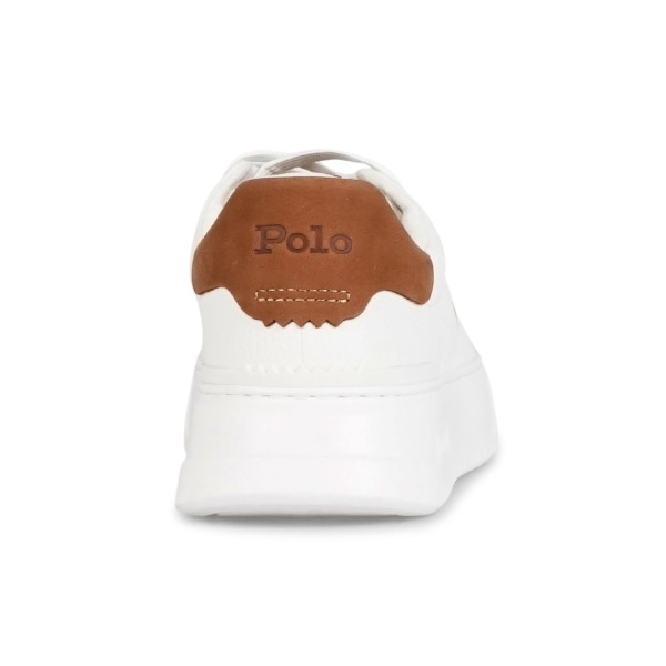 Polo Ralph Lauren - Sneakers bianca RLite Court in pelle martellata per uomo |