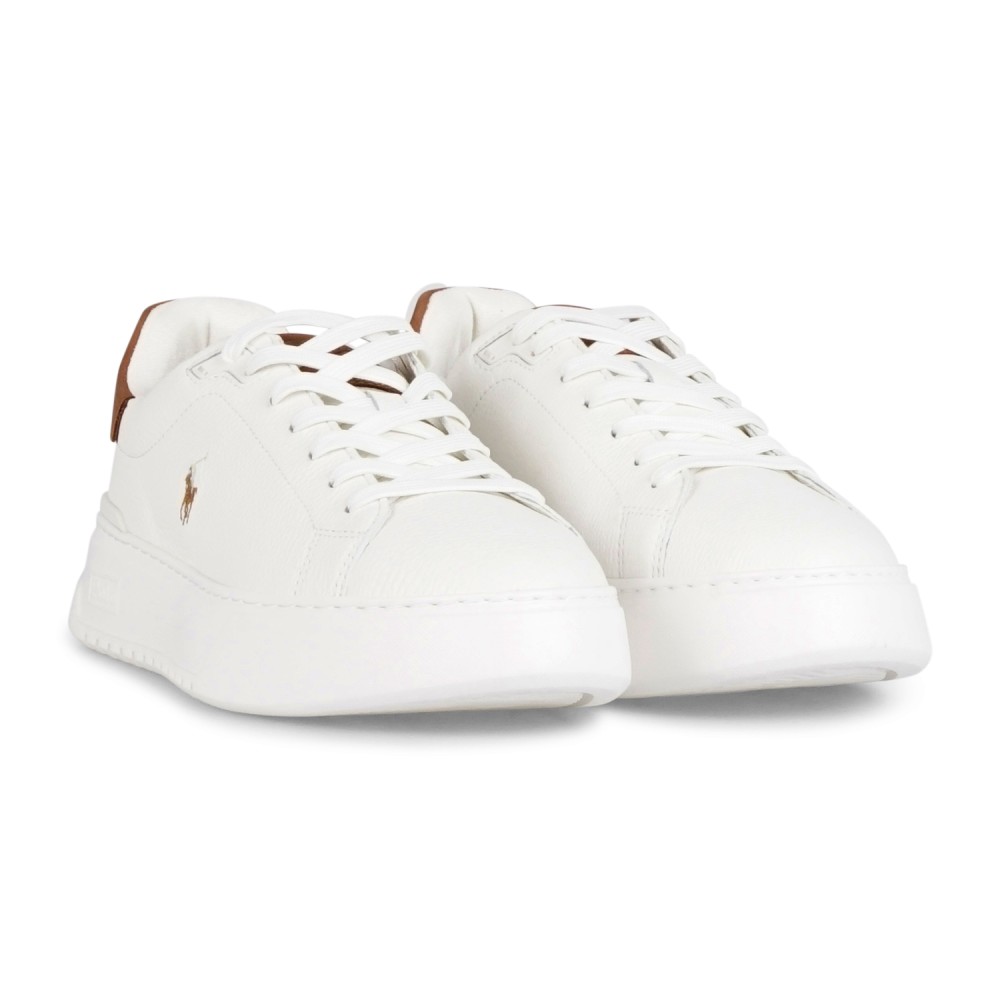 Polo Ralph Lauren - Sneakers bianca RLite Court in pelle martellata per uomo |