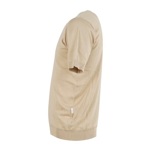 Hamaki-Ho - T-shirt beige manica corta in maglia di cotone per uomo | me3204h 2