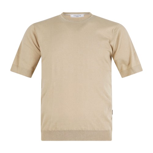 Hamaki-Ho - T-shirt beige manica corta in maglia di cotone per uomo | me3204h