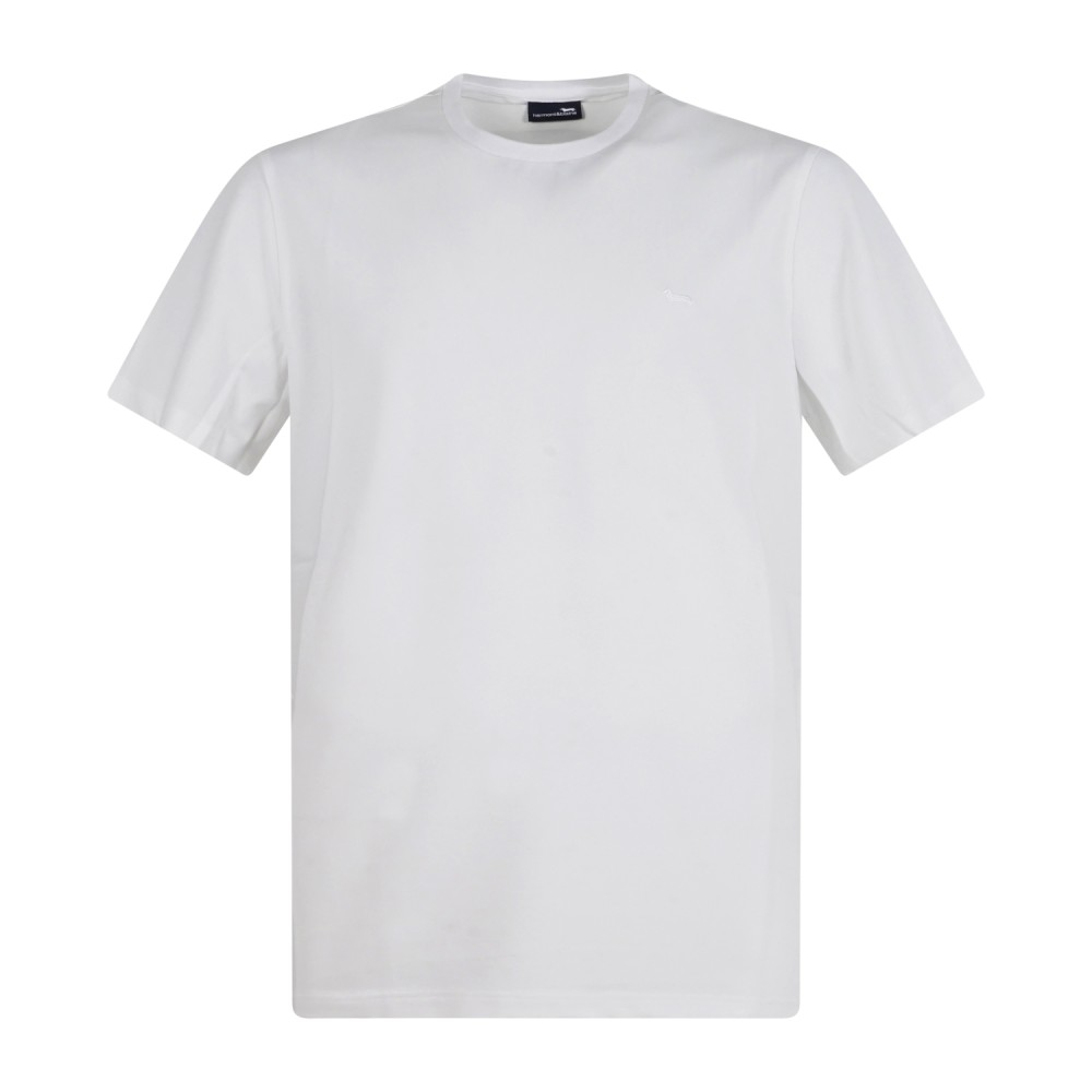 Harmont & Blaine - T-shirt bianca in piquet tecnico con ricamo logo tono su