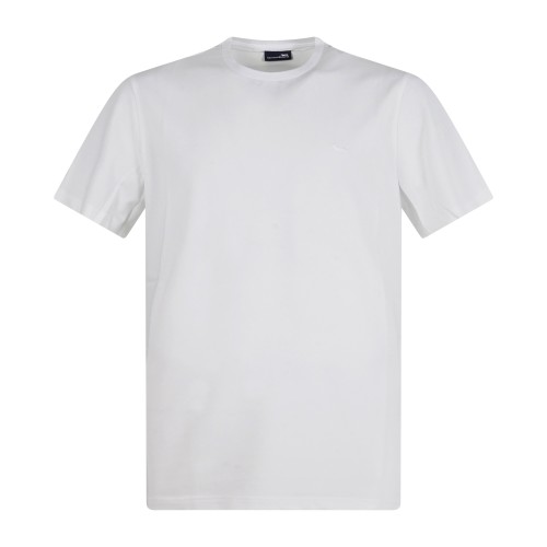 Harmont & Blaine - T-shirt bianca in piquet tecnico con ricamo logo tono su