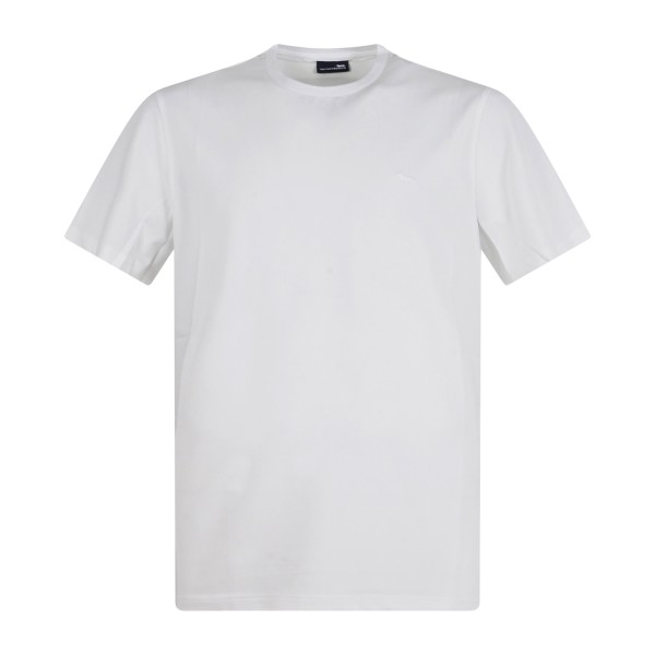 Harmont & Blaine - T-shirt bianca in piquet tecnico con ricamo logo tono su