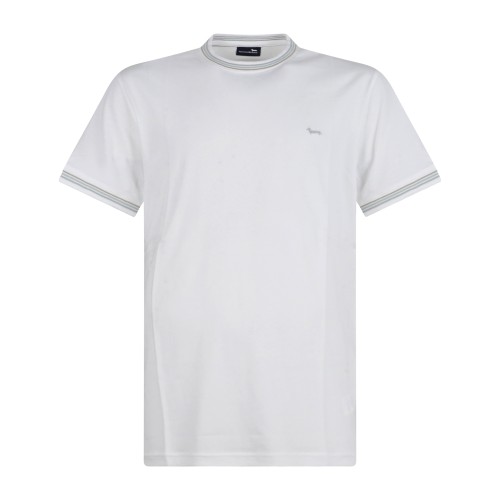 Harmont & Blaine - T-shirt bianca manica corta con patch logo sul petto per