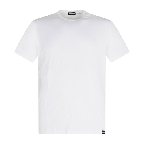 Dsquared2 - T-shirt bianca manica corta con patch logo sul retro relaxed fit